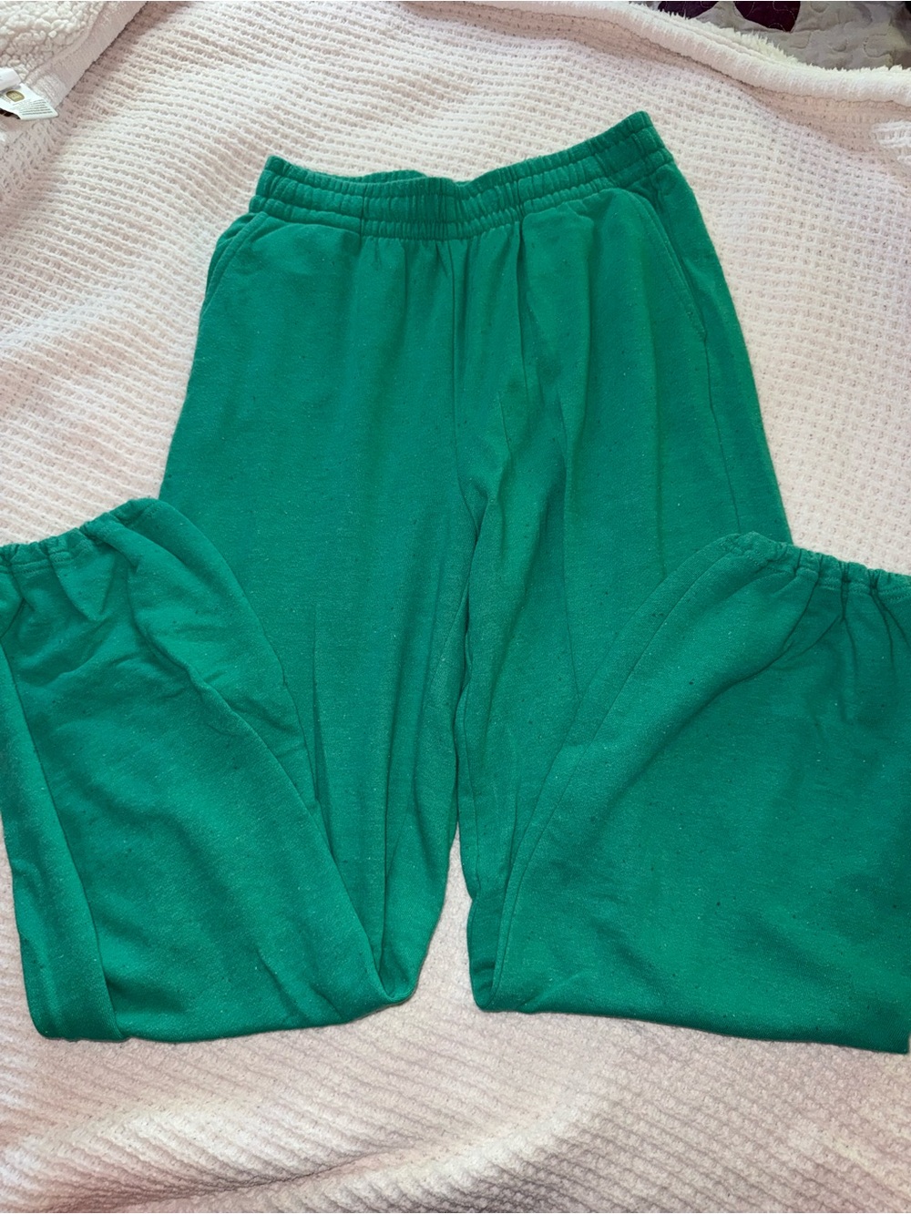 Women’s Green Elastic-Waist Sweatpants